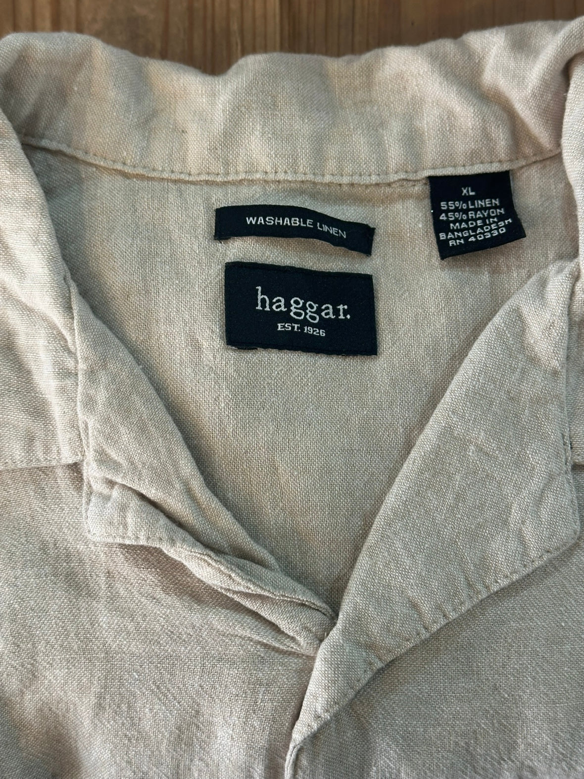 90's HAGGAR「line-design」オープンカラーシャツ