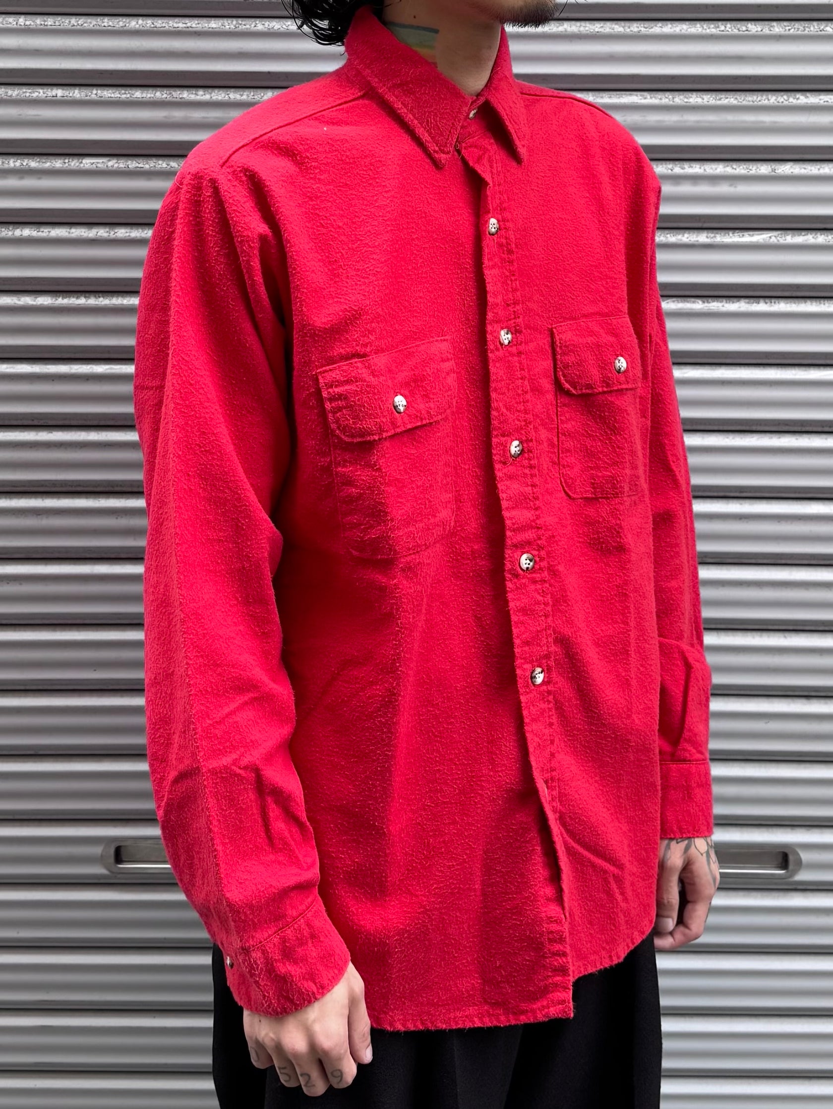 90’s「FIVE BROTHER」USA製　無地ネルシャツ