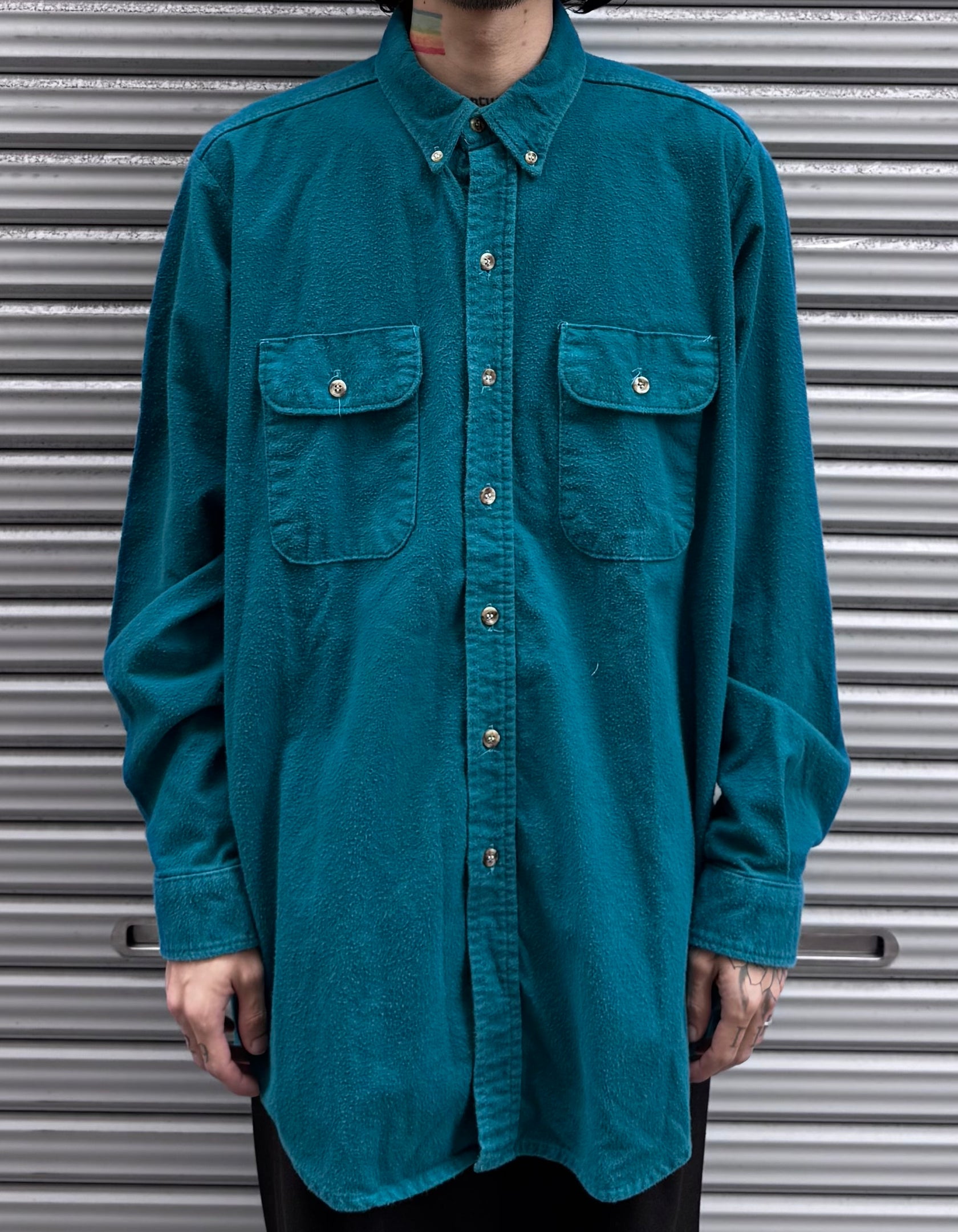 90’s「FIVE BROTHER」USA製　無地ネルシャツ