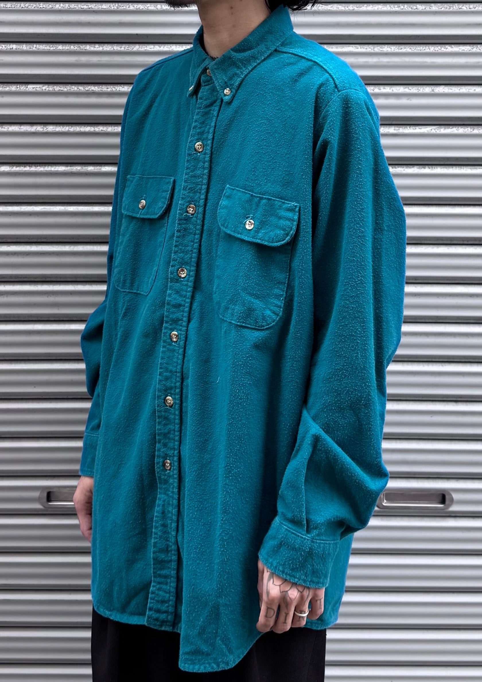 90’s「FIVE BROTHER」USA製　無地ネルシャツ