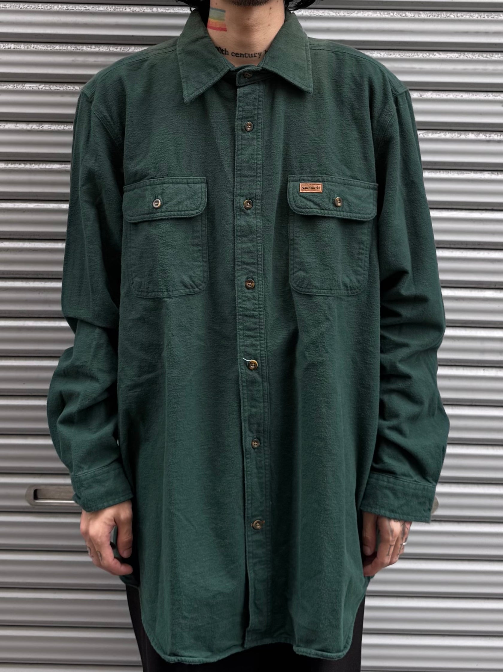 00's「carhartt」無地ネルシャツ