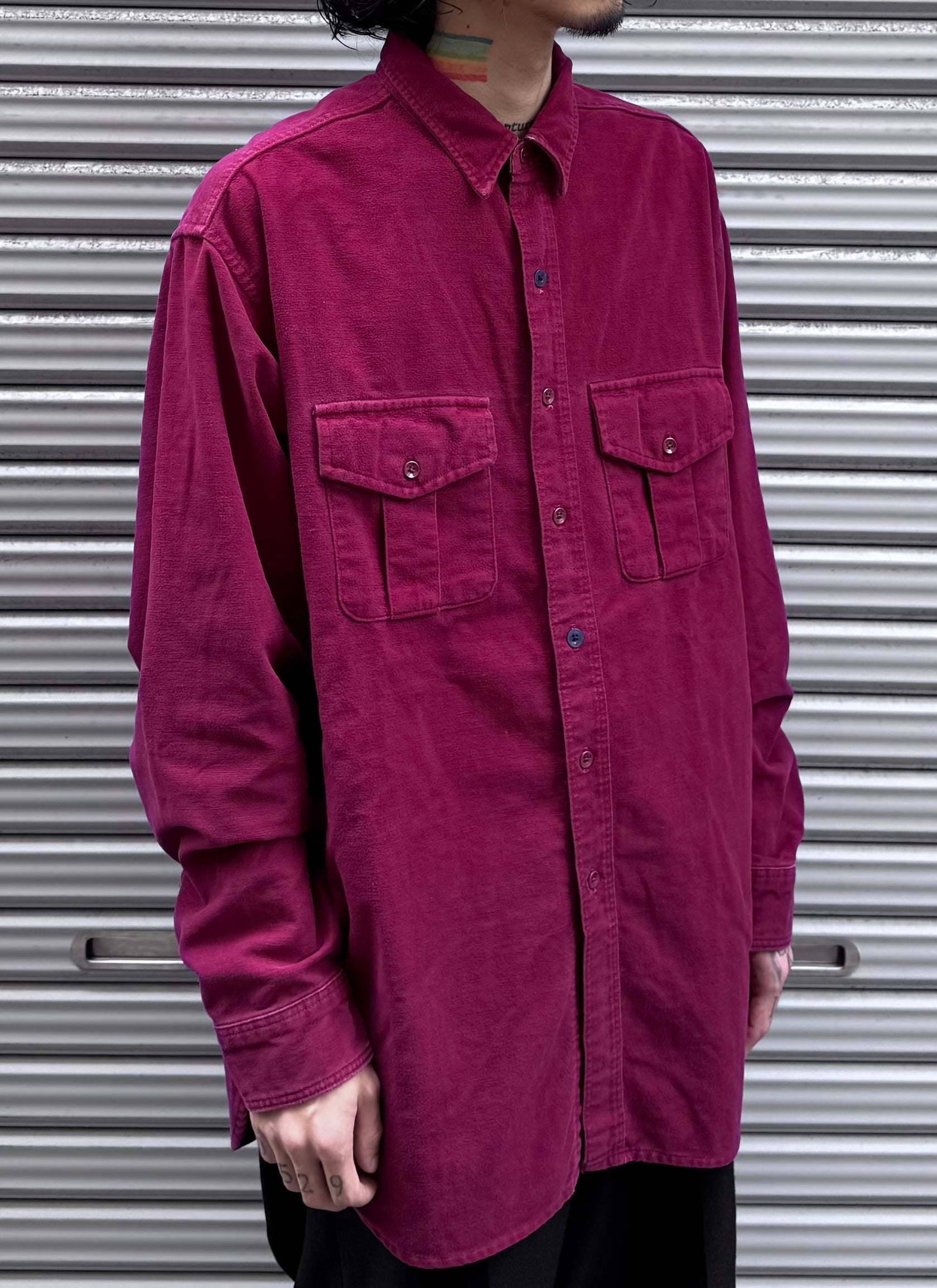 80's 「Eddie Bauer」無地ネルシャツ