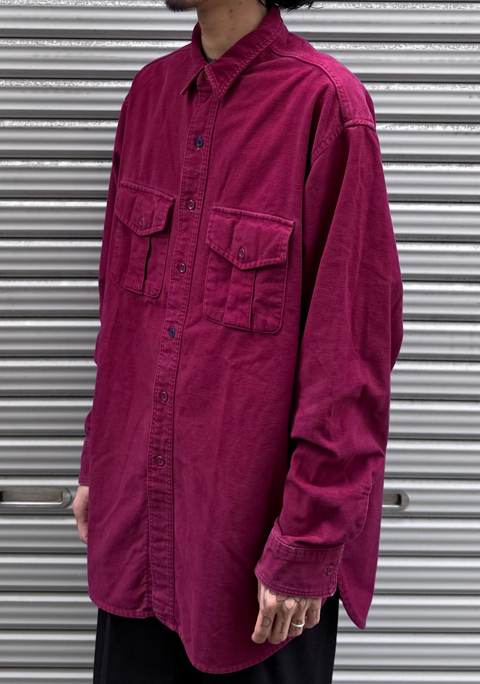 80's 「Eddie Bauer」無地ネルシャツ