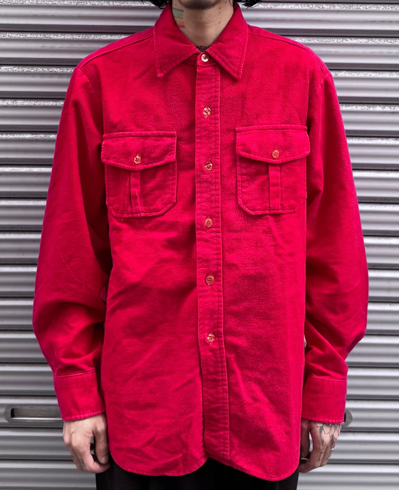 80's 「Eddie Bauer」無地ネルシャツ