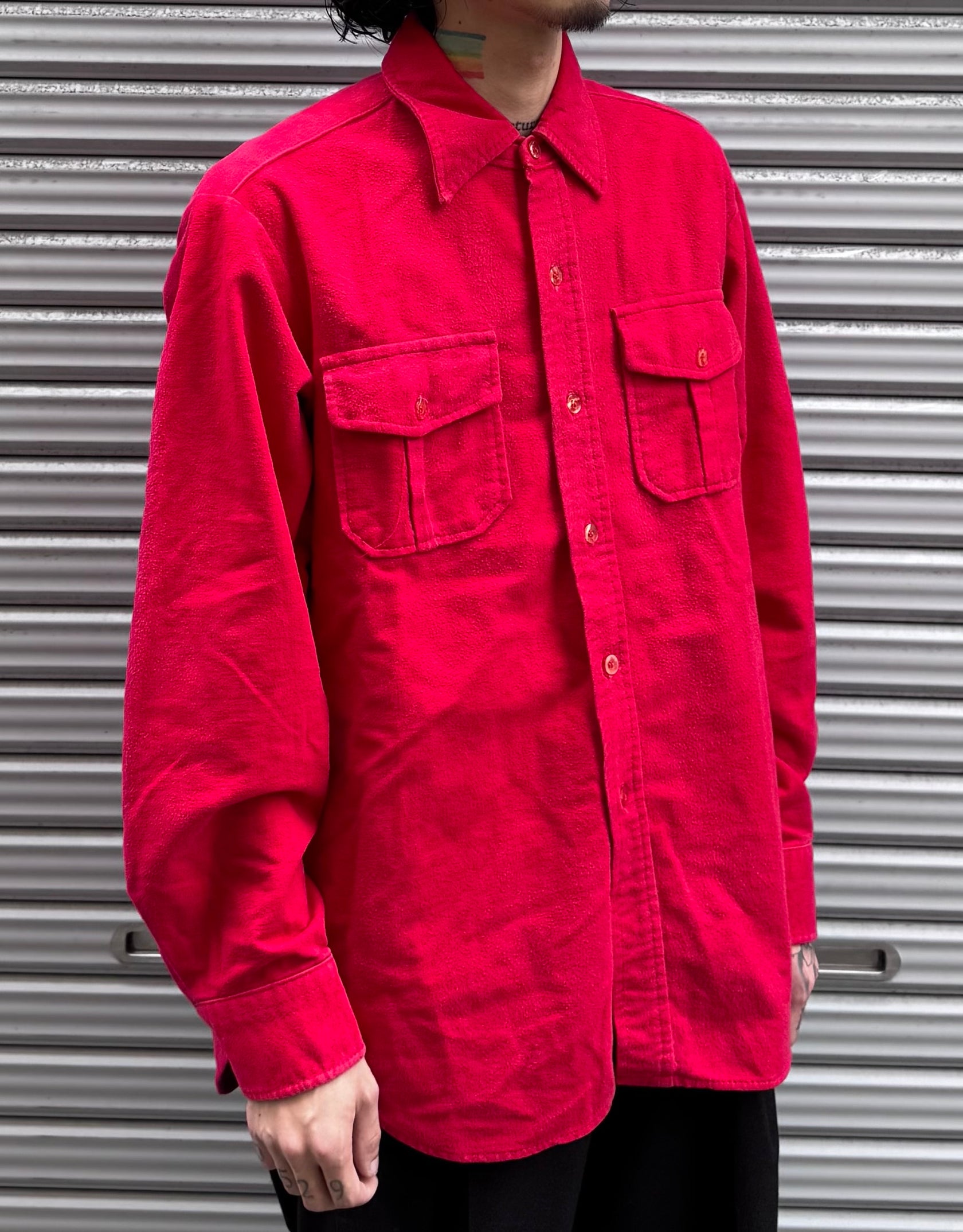 80's 「Eddie Bauer」無地ネルシャツ