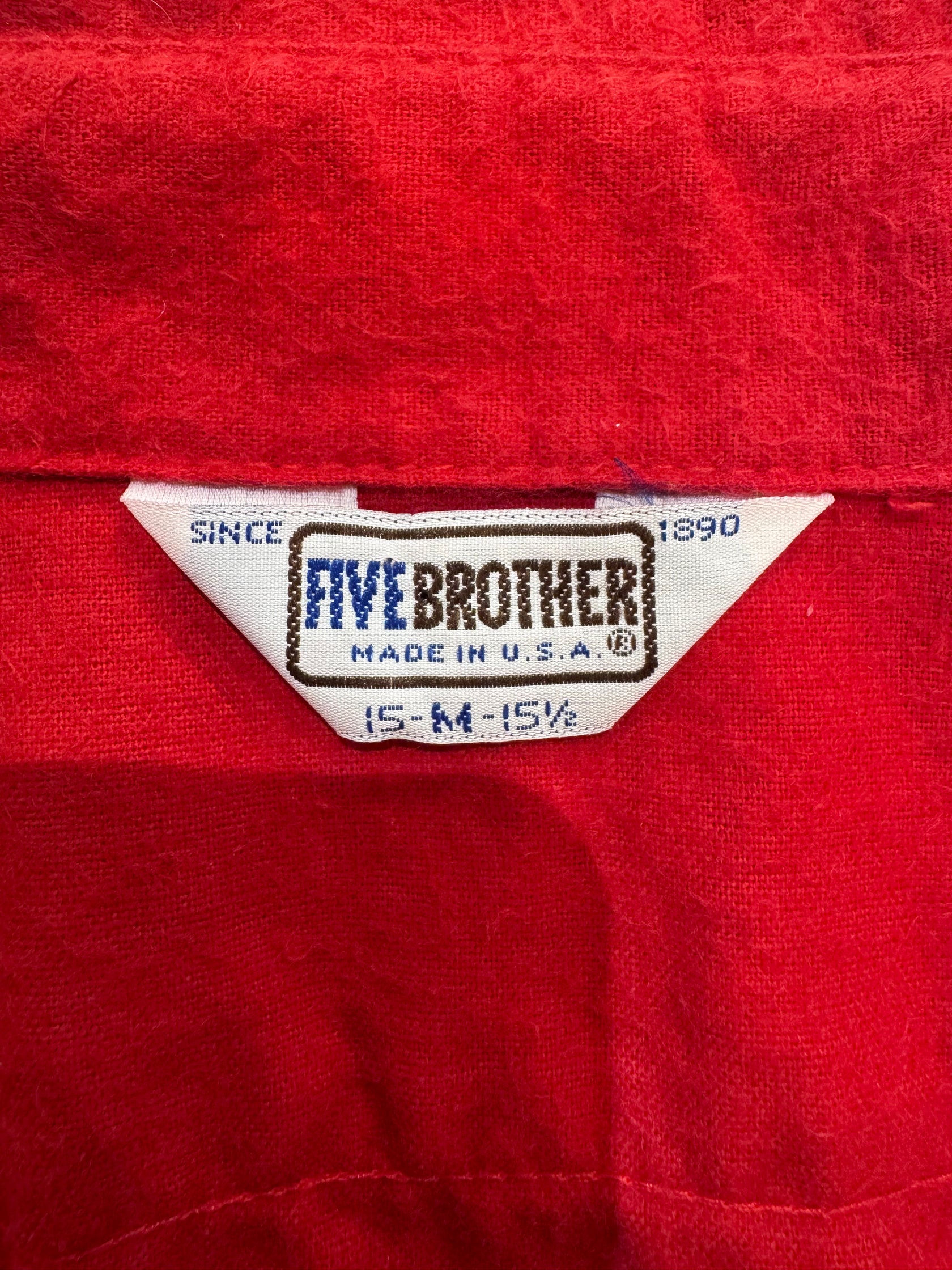 90’s「FIVE BROTHER」USA製　無地ネルシャツ