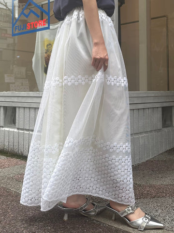 REMAKE LACE LONG SKIRT