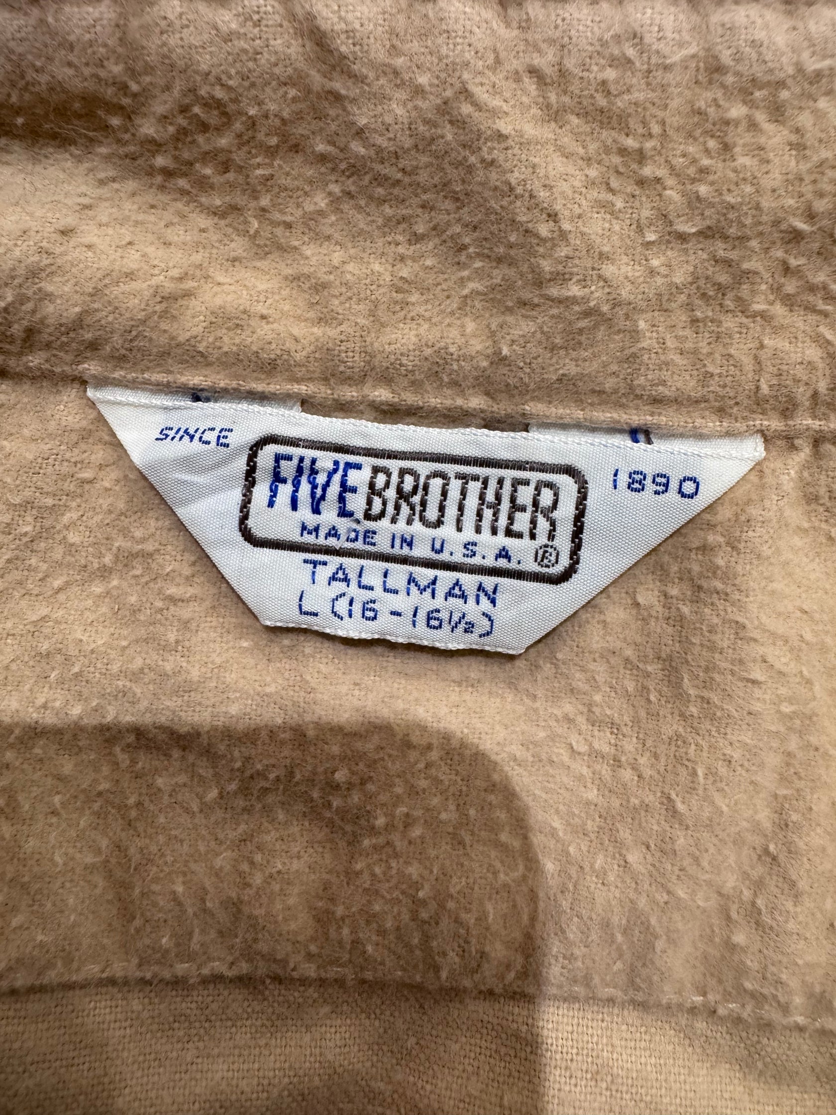 90’s「FIVE BROTHER」USA製　無地ネルシャツ