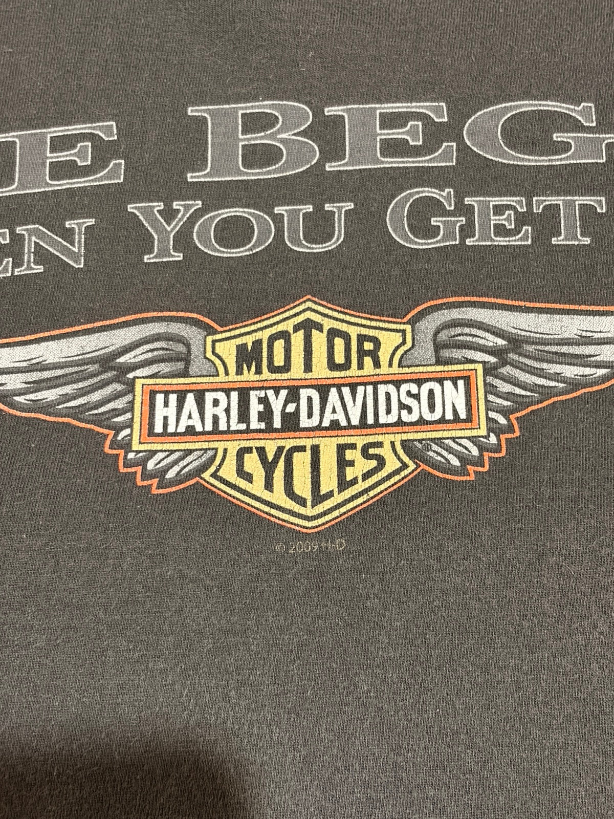00's HARLEY-DAVIDSON「LIFE BEGINS WHEN YOU GET ONE」ハーレーTシャツ