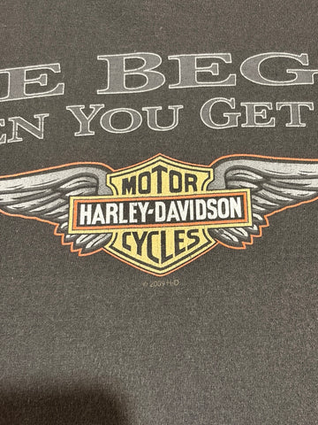 00's HARLEY-DAVIDSON「LIFE BEGINS WHEN YOU GET ONE」ハーレーTシャツ