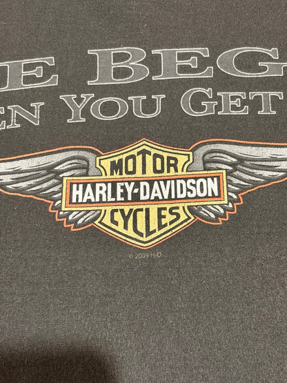 00's HARLEY-DAVIDSON「LIFE BEGINS WHEN YOU GET ONE」ハーレーTシャツ
