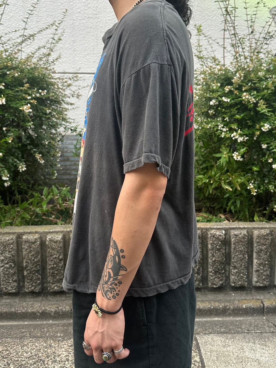 90's GUNS N' ROSES「SKULL GUN AMERICAN FLAG」バンドTシャツ