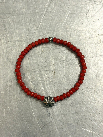 SILVER925 CONCHO & BEADS BRACELET- RED / ROSETTAPRAYER➀