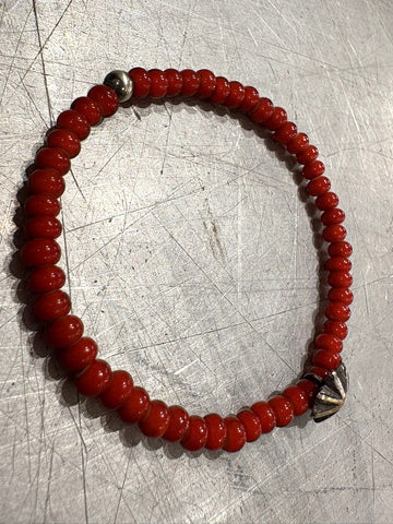 SILVER925 CONCHO & BEADS BRACELET- RED / ROSETTAPRAYER➀