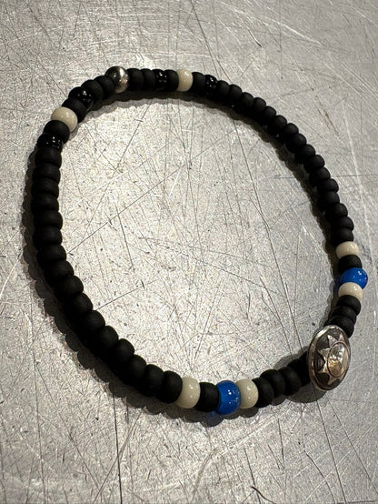 SILVER925 CONCHO & BEADS BRACELET- MAT BLACK / ROSETTAPRAYER➀