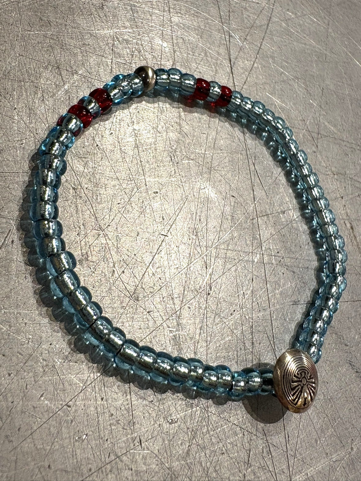 SILVER925 CONCHO & BEADS BRACELET- AQUA BLUE / ROSETTAPRAYER②