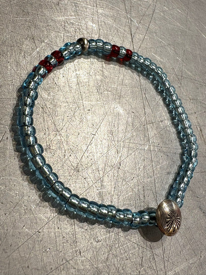 SILVER925 CONCHO & BEADS BRACELET- AQUA BLUE / ROSETTAPRAYER②