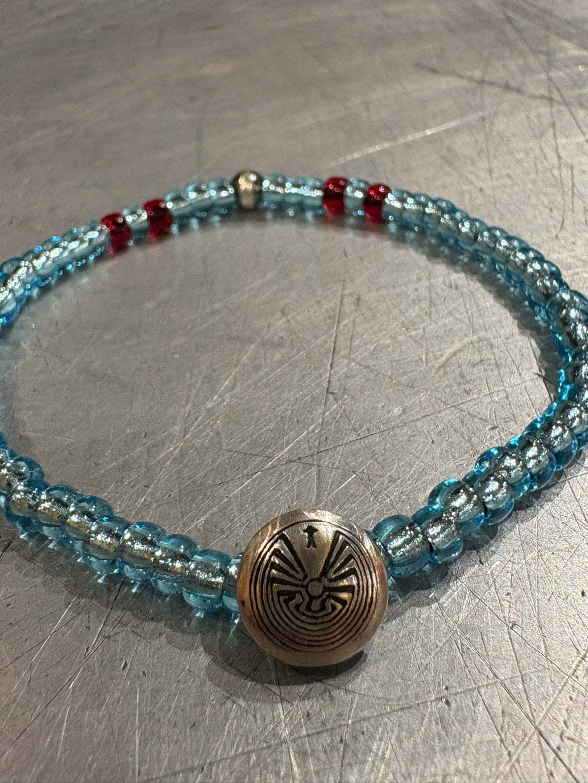 SILVER925 CONCHO & BEADS BRACELET- AQUA BLUE / ROSETTAPRAYER②