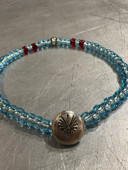 SILVER925 CONCHO & BEADS BRACELET- AQUA BLUE / ROSETTAPRAYER②