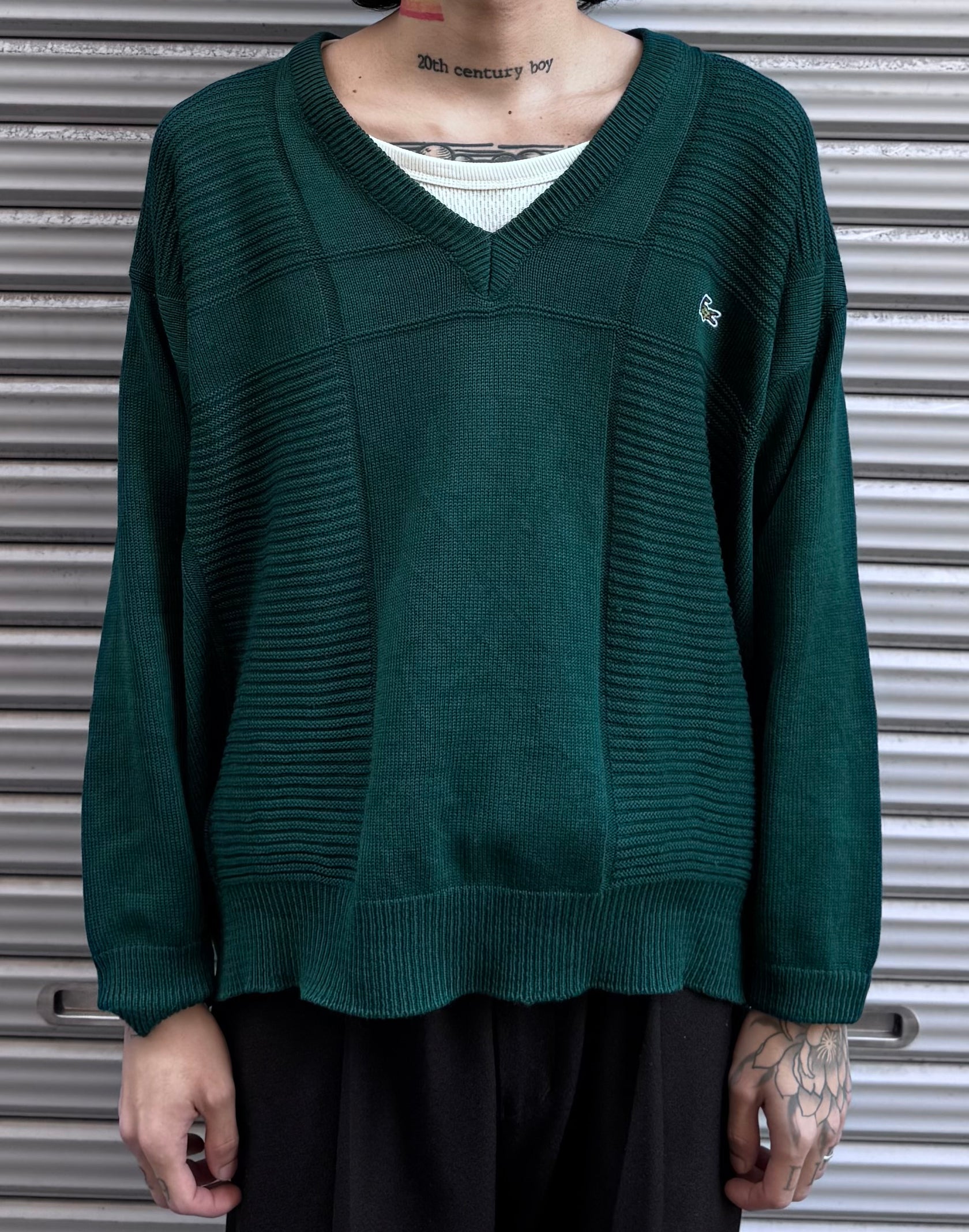 80’s「CHEMISE LACOSTE」フランス製 Ｖネックニット