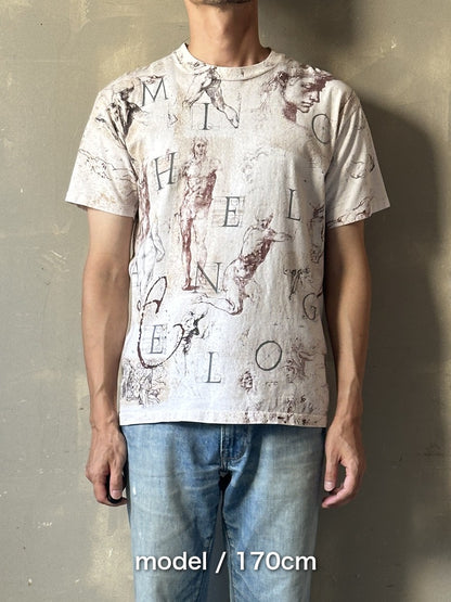 90's ミケランジェロ USA製 総柄アートTシャツ