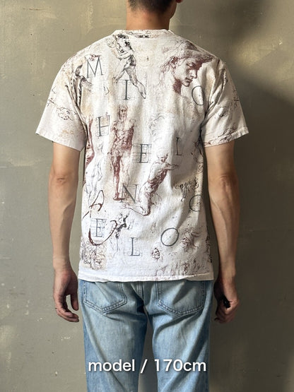 90's ミケランジェロ USA製 総柄アートTシャツ
