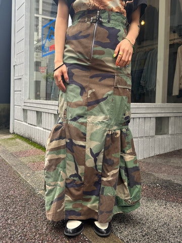 REMAKE MILITARY LONG SKIRT