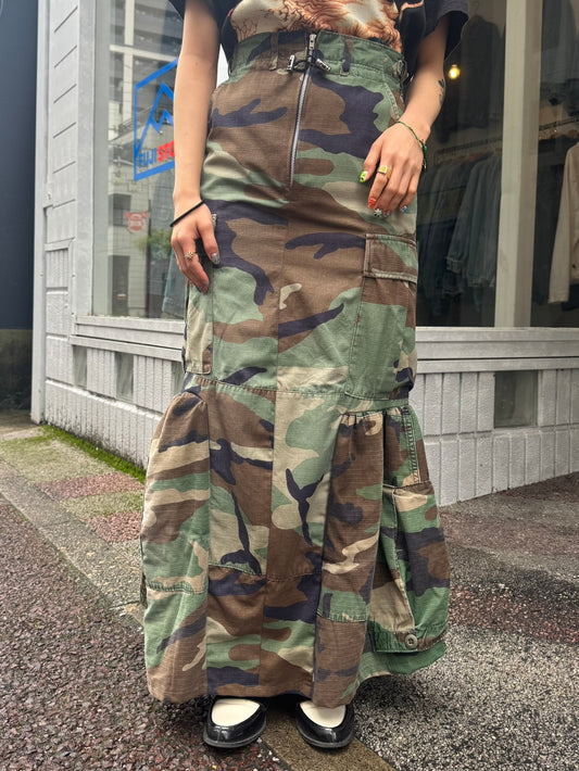 REMAKE MILITARY LONG SKIRT