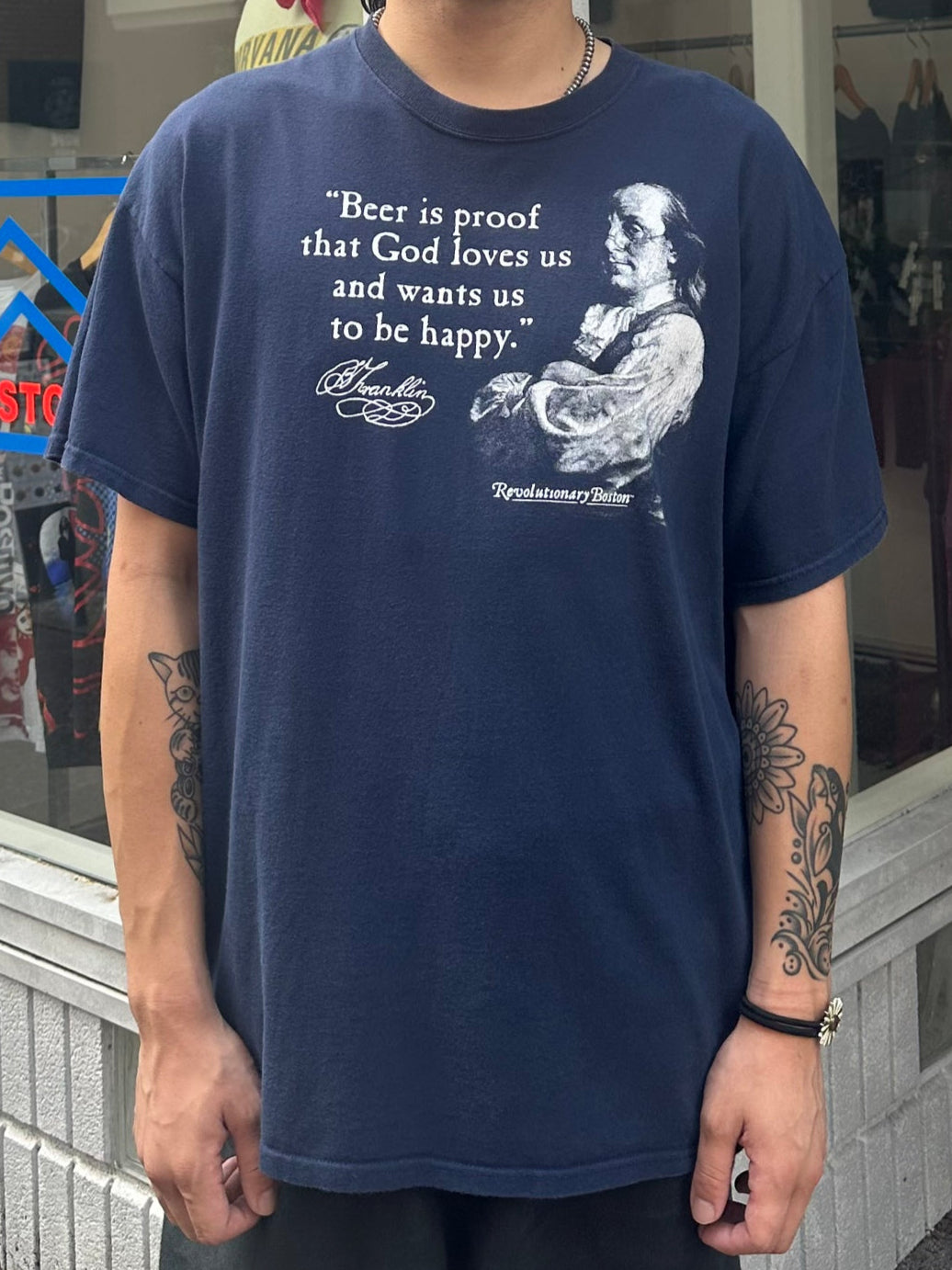 00's BENJAMIN FRANKLIN「Beer parody」偉人系Tシャツ　