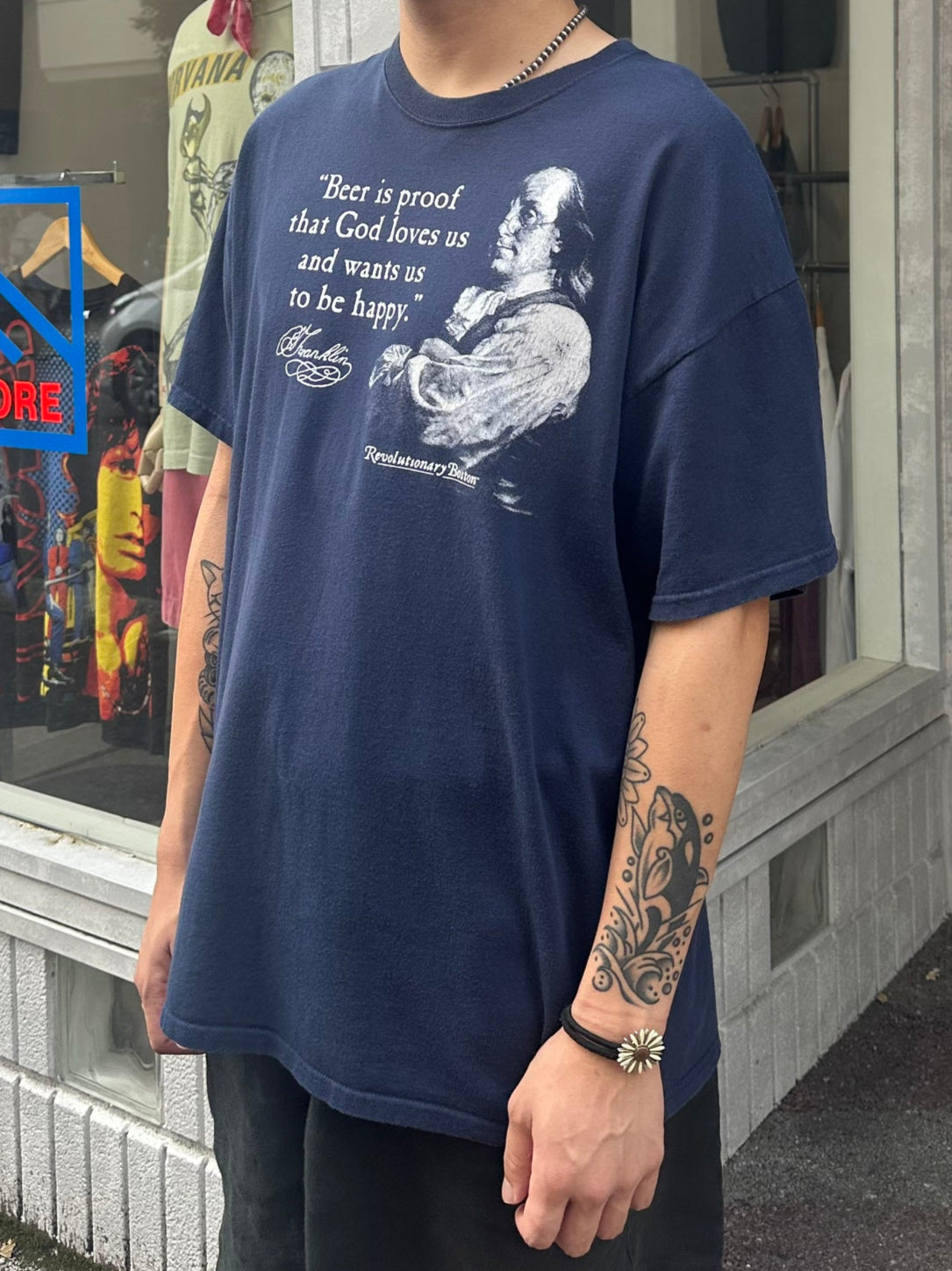 00's BENJAMIN FRANKLIN「Beer parody」偉人系Tシャツ　