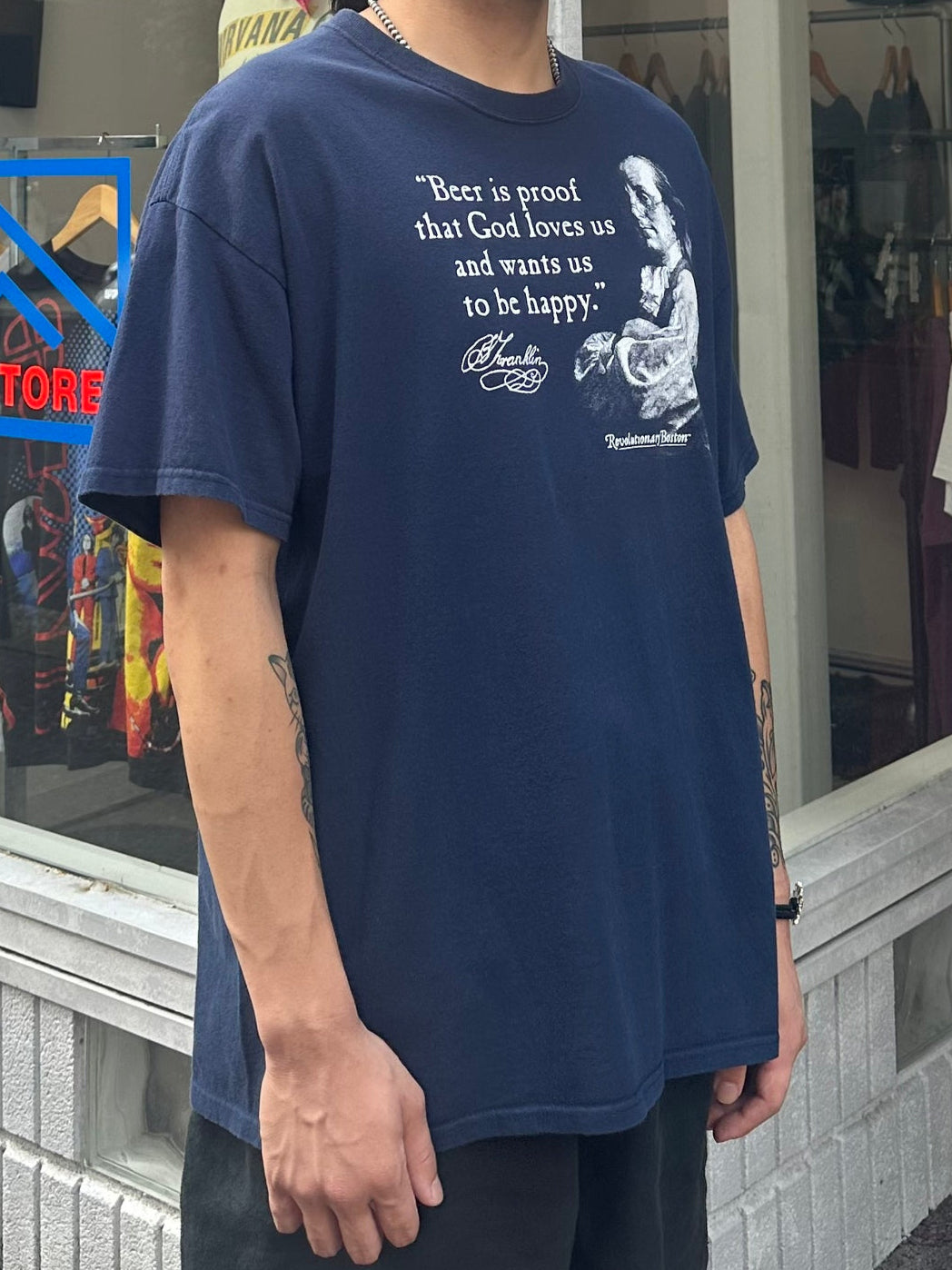 00's BENJAMIN FRANKLIN「Beer parody」偉人系Tシャツ　