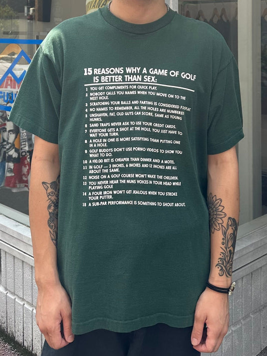 90's 「15 REASONS」メッセージTシャツ