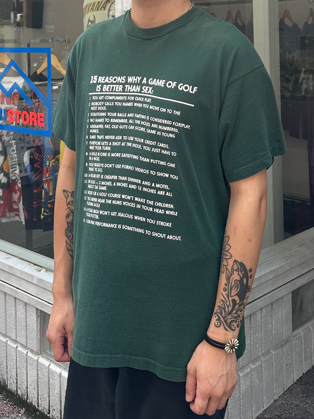 90's 「15 REASONS」メッセージTシャツ