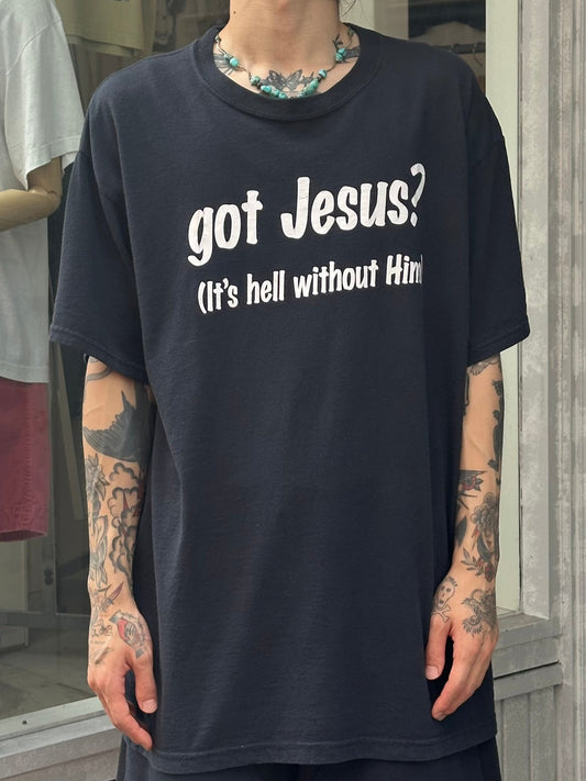00's GOD JESUS？「It's hell without Him.」パロディTシャツ
