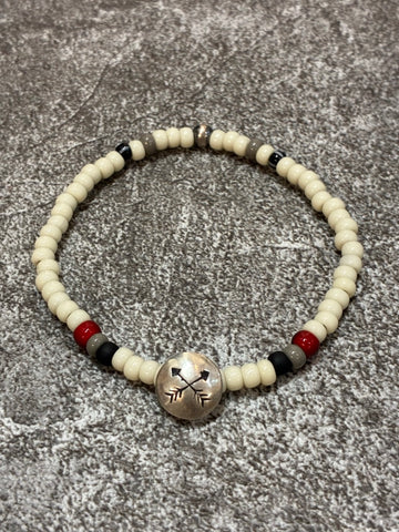 SILVER925 CONCHO & BEADS BRACELET- WHITE /  ROSETTAPRAYER②