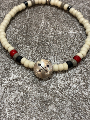 SILVER925 CONCHO & BEADS BRACELET- WHITE /  ROSETTAPRAYER②
