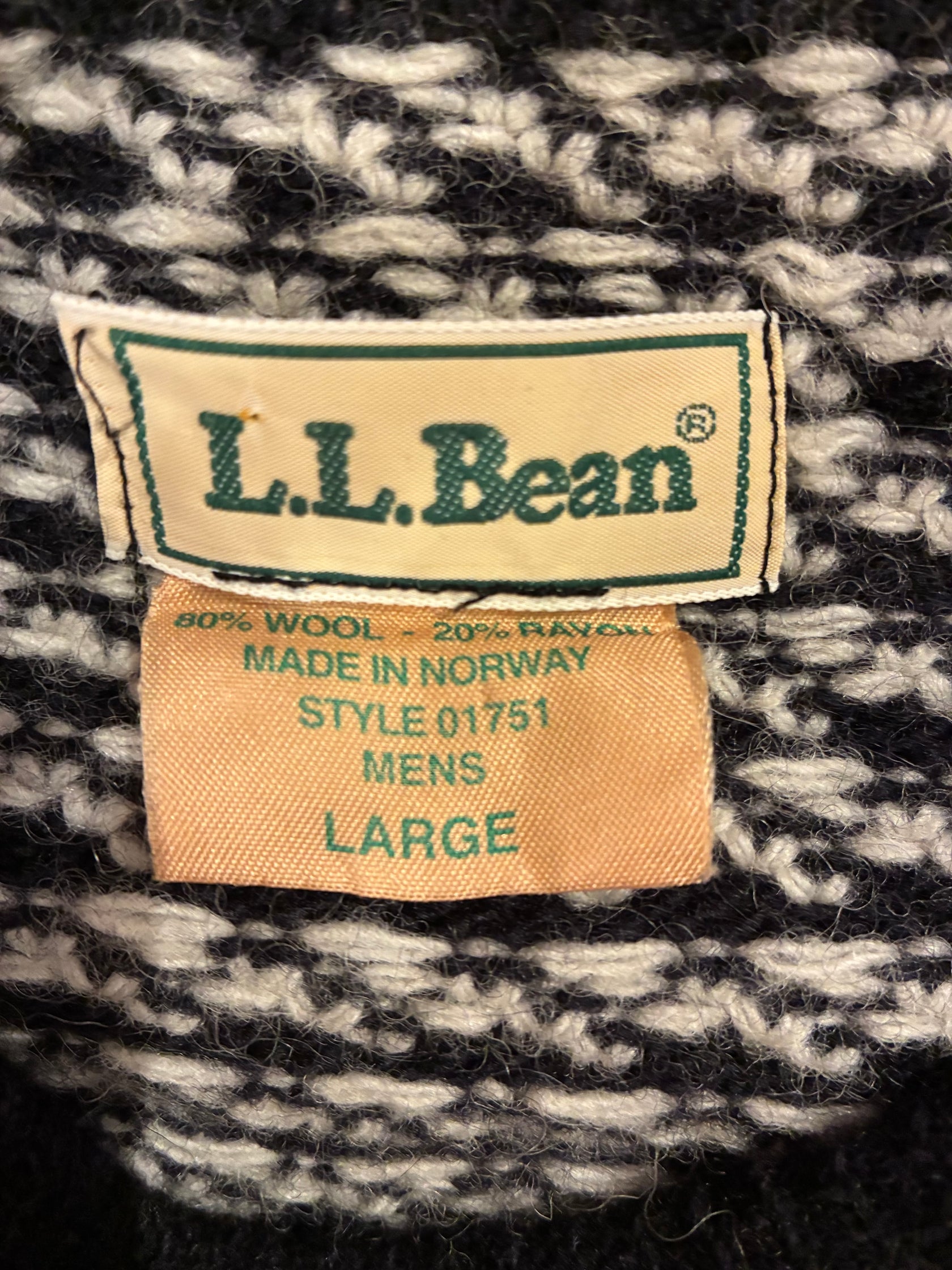 80's L.L.Bean「バーズアイ」Norway製　ウールセーター