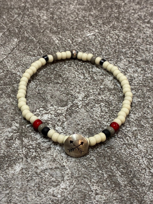 SILVER925 CONCHO & BEADS BRACELET- WHITE /  ROSETTAPRAYER②