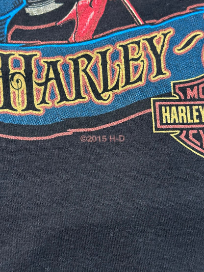 00's HARLEY DAVIDSON「RED DEVIL.LADY.SKULL.WING FLAME」ハーレーTシャツ