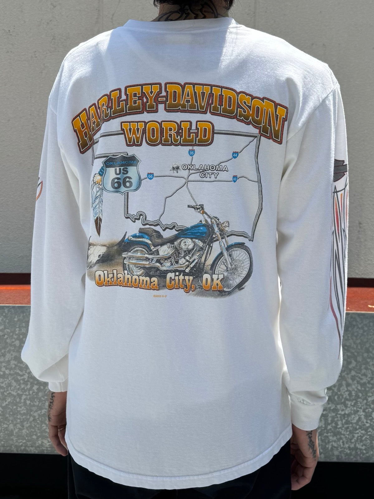 00's HARLEY DAVIDSON「Oklahoma City」ハーレーロングTシャツ