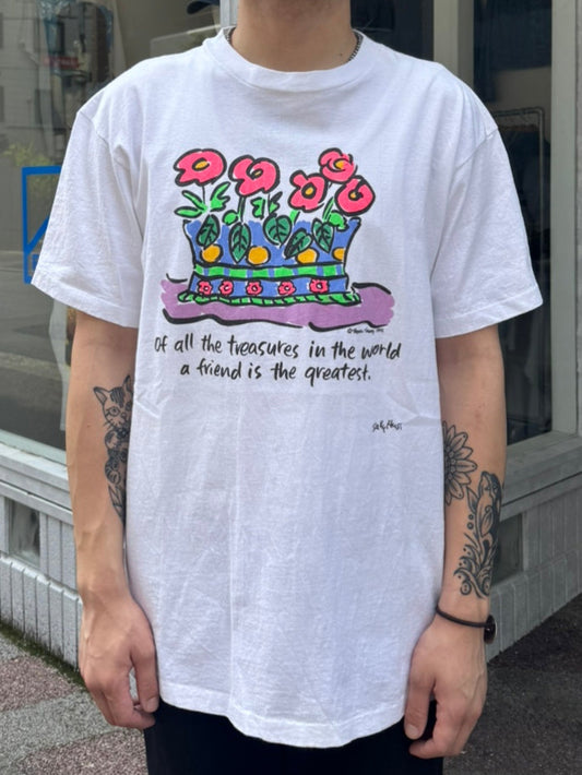 90's「SALLY HUSS」ホワイトＴシャツ　