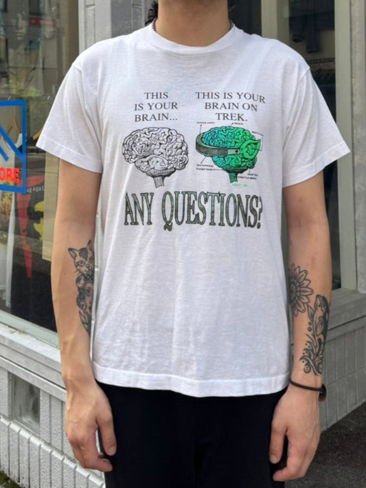 90's  STAR TREK「ANY QUESTIONS？」USA製 ホワイトＴシャツ