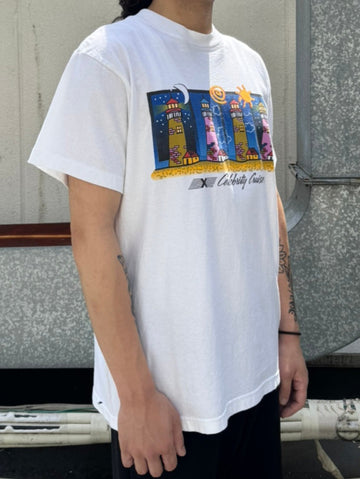 90's CELEBRITY CRUISES「night sky,noon,sunset,earth」ホワイトTシャツ