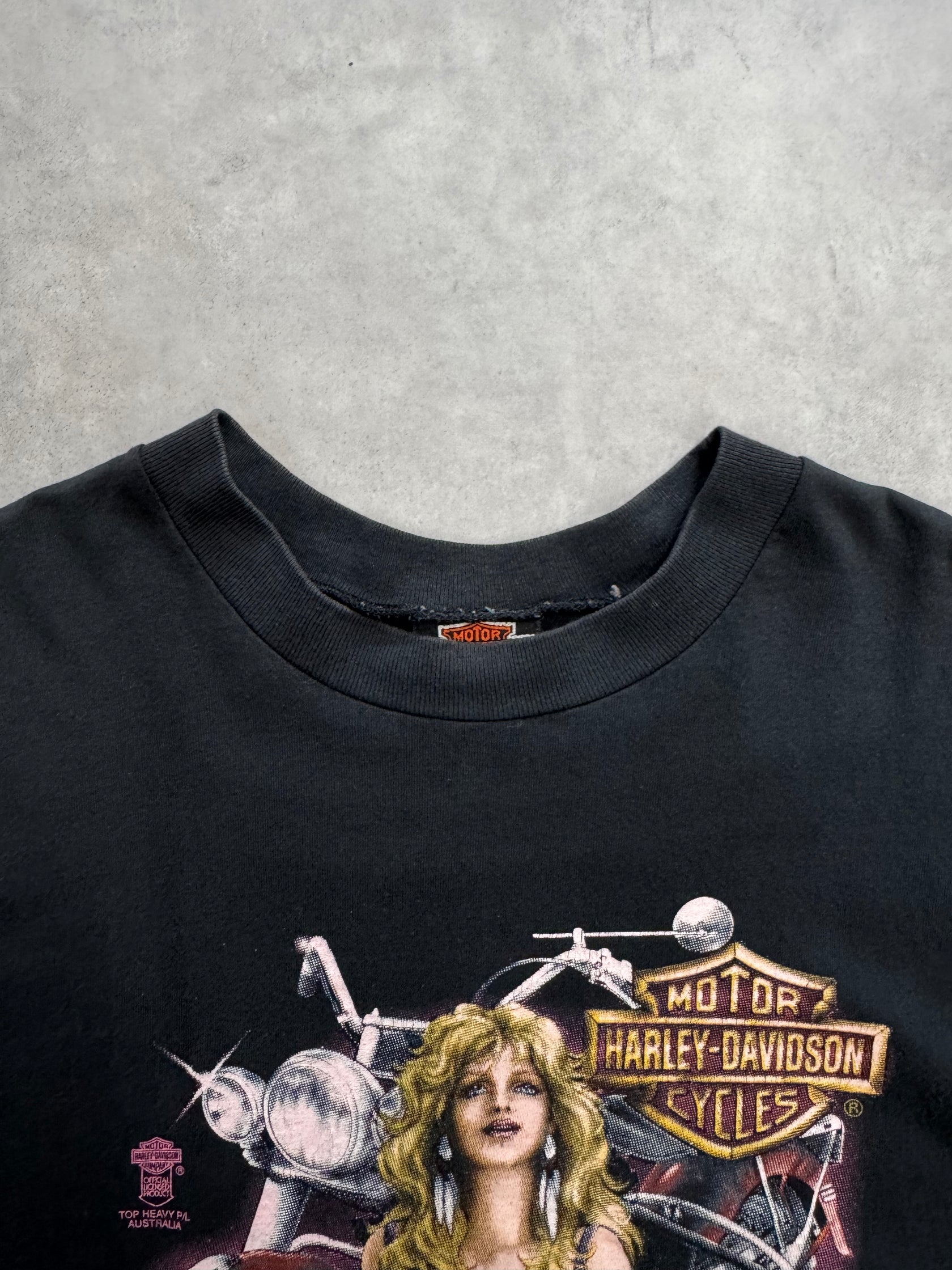 90's HARLEY-DAVIDSON「TOP HEAVY P/L AUSTRALIA」ハーレーダビッドソンTシャツ