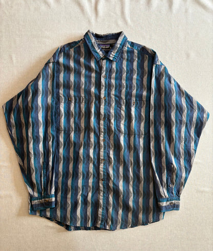 90's PATAGONIA「Native Stripe」ボタンダウンフランネルシャツ