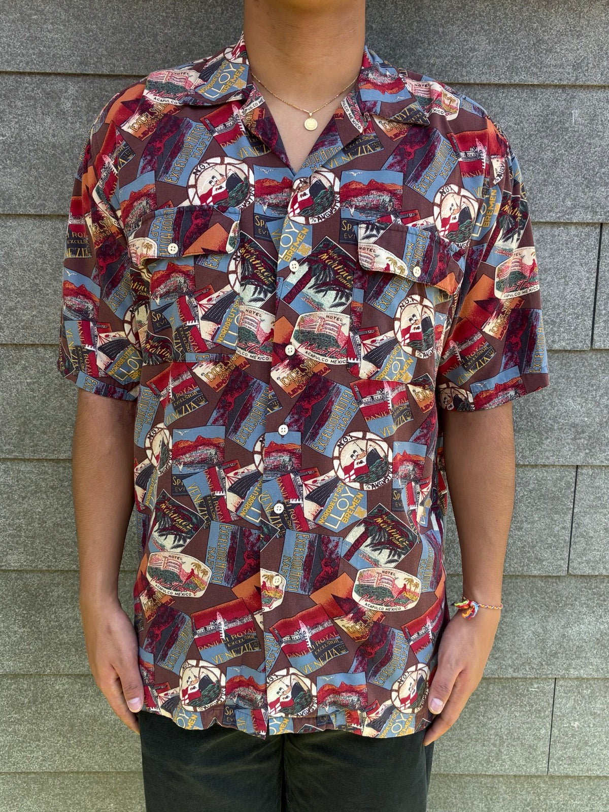90's Polo by Ralph Lauren「総柄」レーヨンオープンカラーシャツ