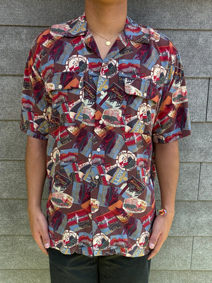 90's Polo by Ralph Lauren「総柄」レーヨンオープンカラーシャツ