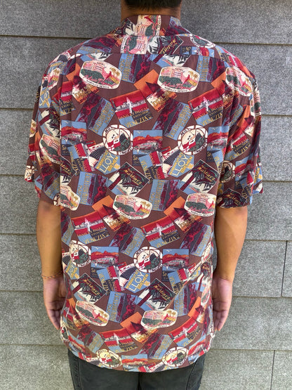 90's Polo by Ralph Lauren「総柄」レーヨンオープンカラーシャツ