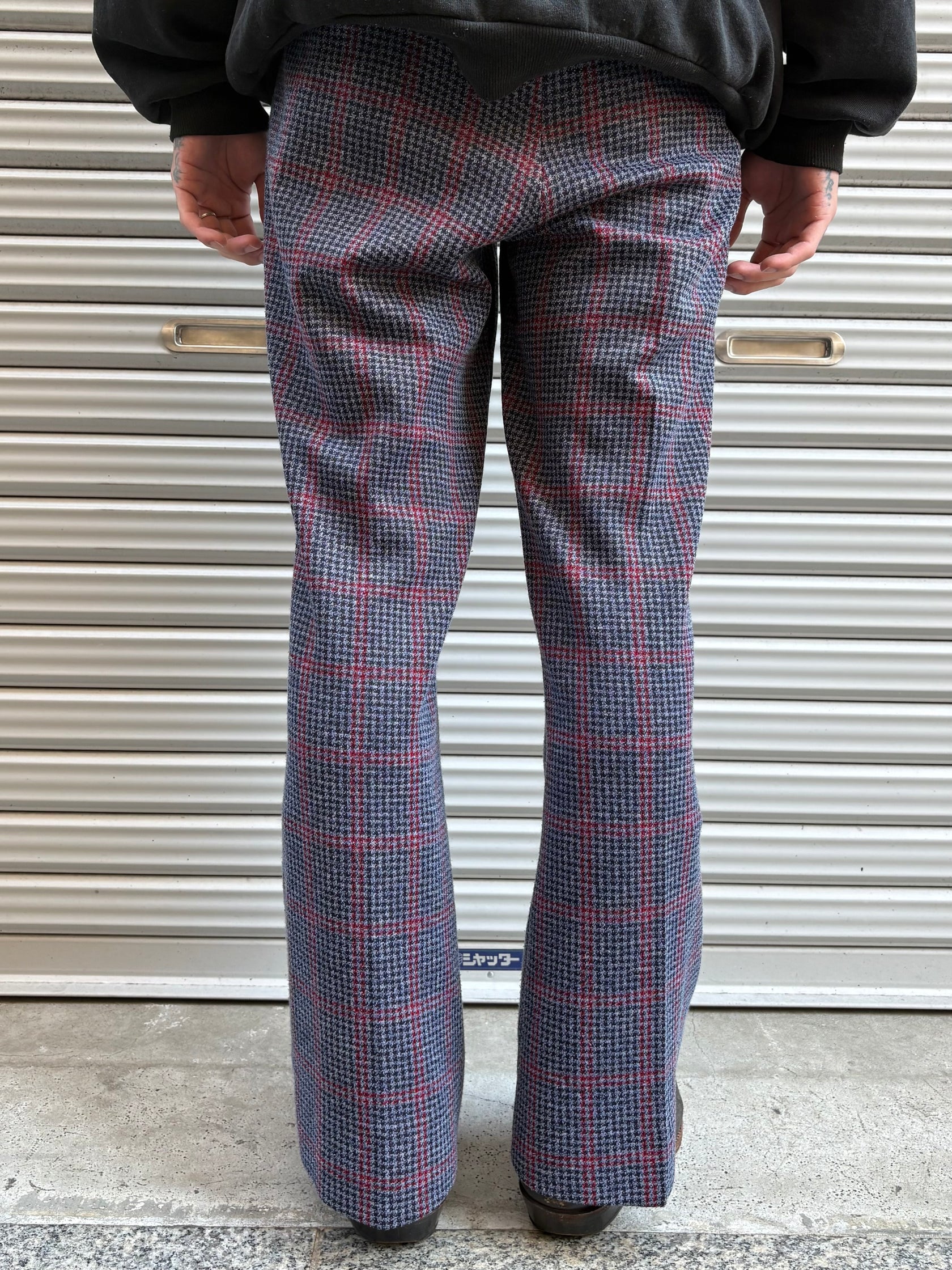 70’s～80’s 総柄フレアスラックス 千鳥柄