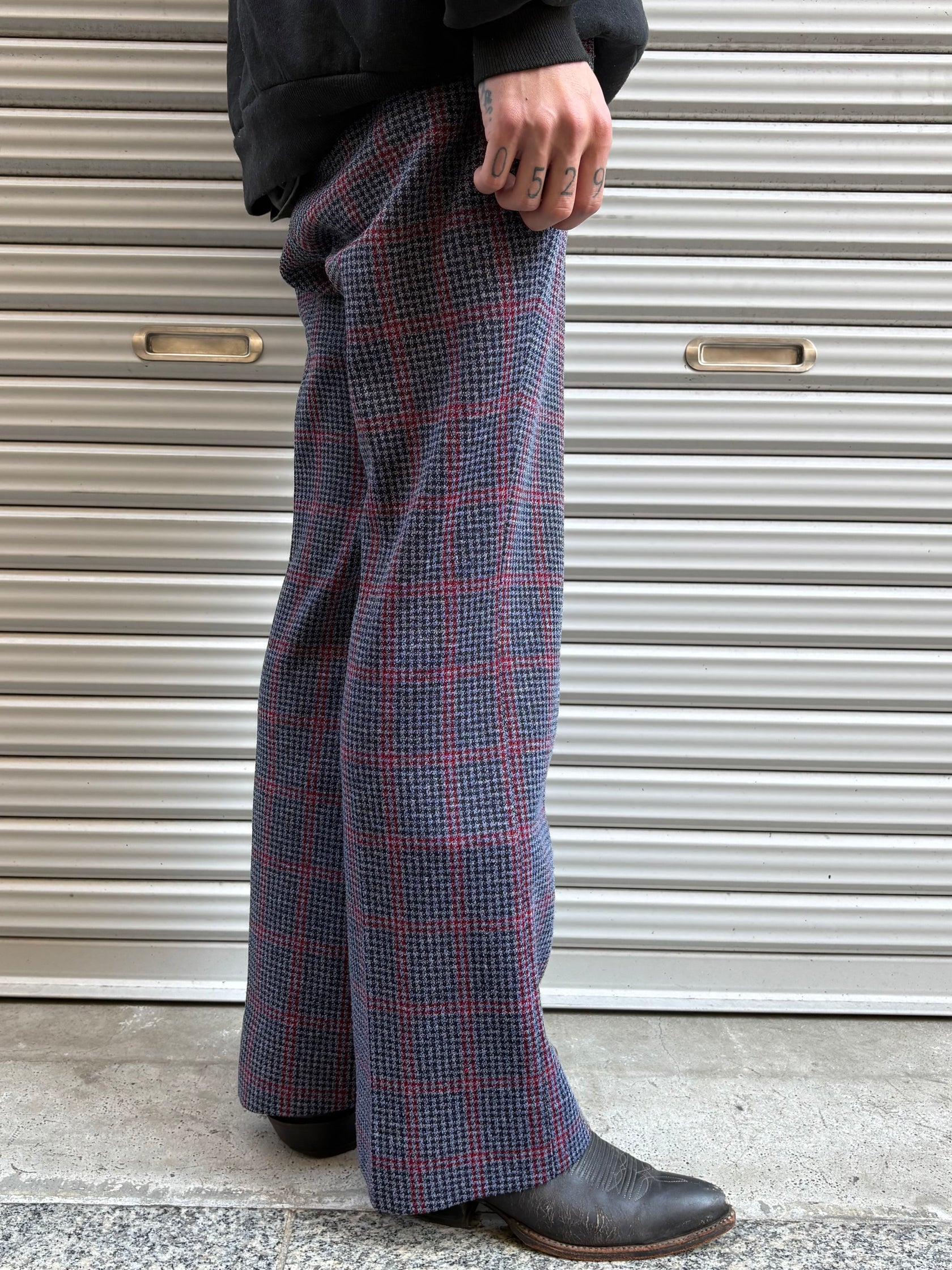 70’s～80’s 総柄フレアスラックス 千鳥柄